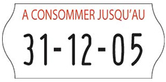 Exemple d'étiquette d'aliment avec étiqueteuse manuelle