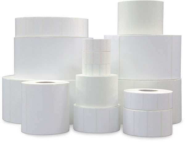 Pile de rouleaux d'étiquettes thermiques directes