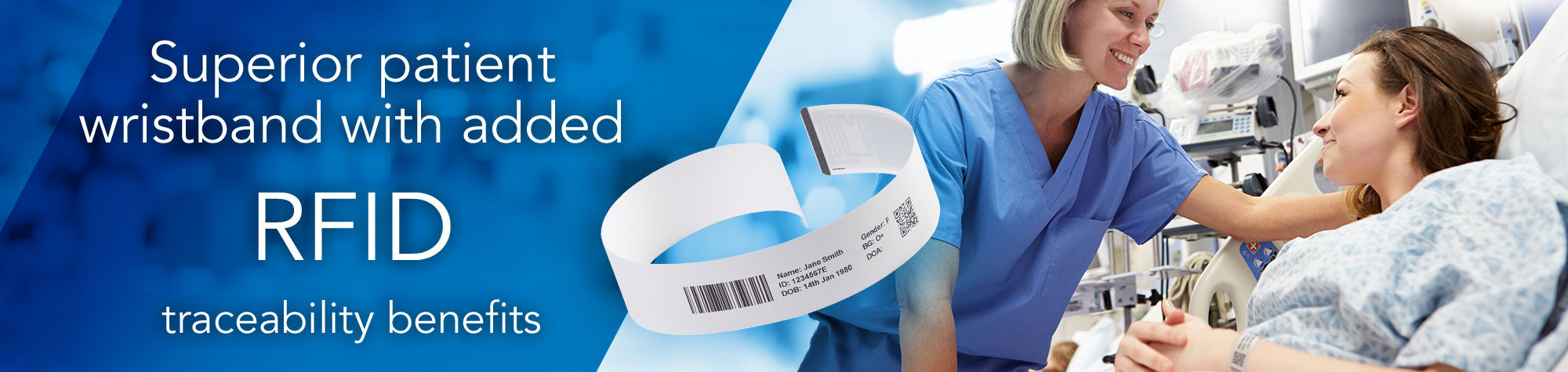 Superior patient wristband with added RFID traceability benefits
