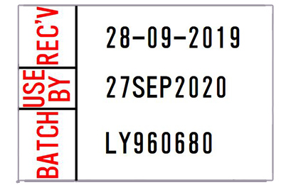 SATO three line handheld label example