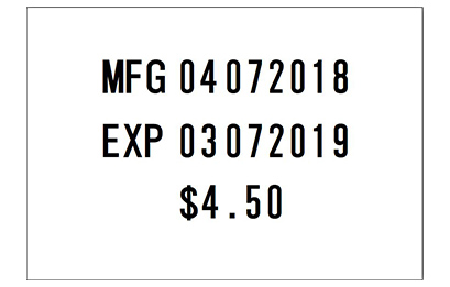 SATO three line handheld label example