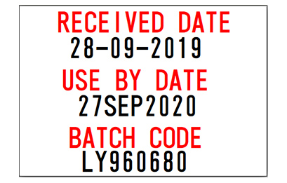 SATO three line handheld label example