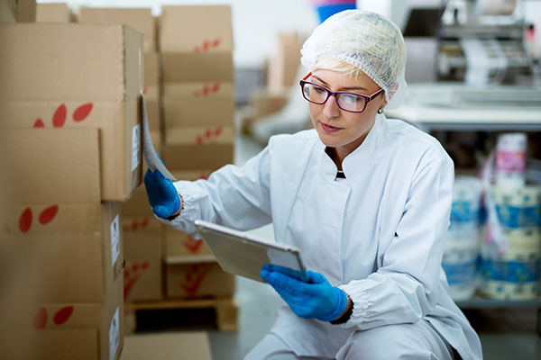 Staff member checking inventory