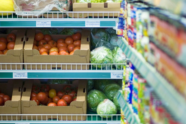 Frutta e verdura in un mercato