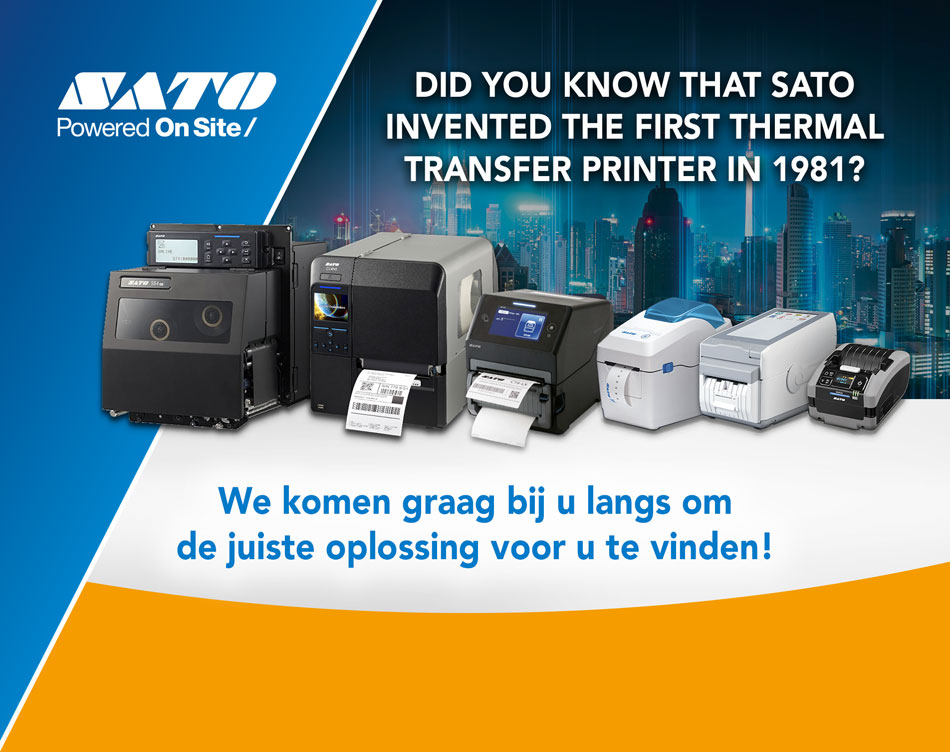 Wist u dat SATO in 1981 de eerste thermische printer heeft uitgevonden? We komen graag bij u langs om de juiste oplossing voor u vinden!