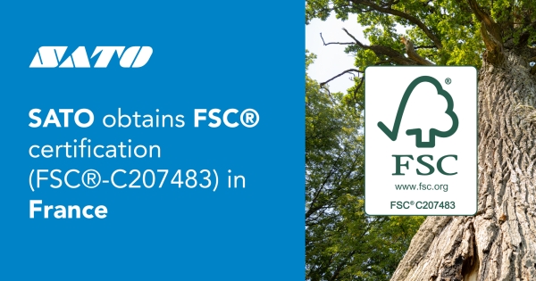 Firma SATO uzyskała certyfikat FSC® (FSC®-C207483) we Francji, wzmacniając swoje globalne zaangażowanie w zrównoważone pozyskiwanie surowców